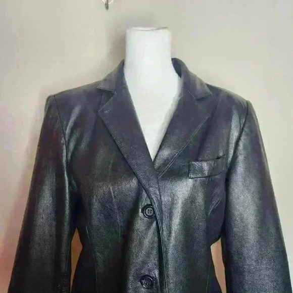 Jacqueline Ferrar vintage 100% leather black jacket size petite small - Picture 4 of 10
